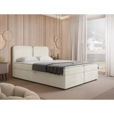 MIRJAN24 Boxspringbett BOHO in Creme, Liegefläche 140x200 cm – mit Bettkasten, Bonellfederkern